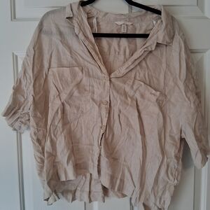 Women's Beige Button-Up Top